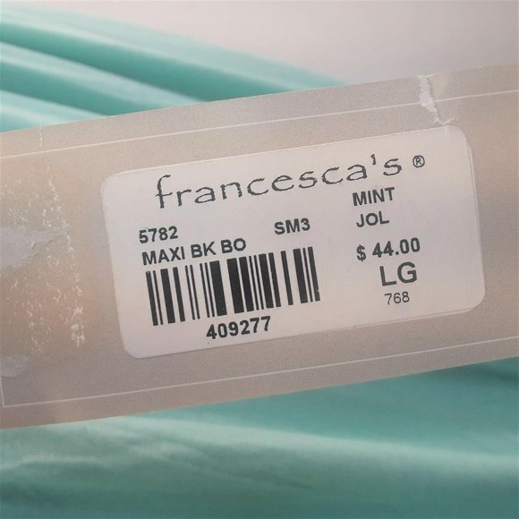 NWT Francesca's Maxi Dress Green Knit Semi Sheer Juniors Size Large Pastel - Picture 5 of 9